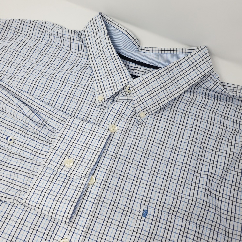 IZOD Button Down Shirt Mens 4XL Blue White Long Sleeve 46IZFGB51X-430